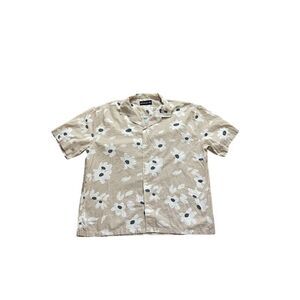 Abercrombie & Fitch Men's Floral Button-Up Shirt Beige Size XXL